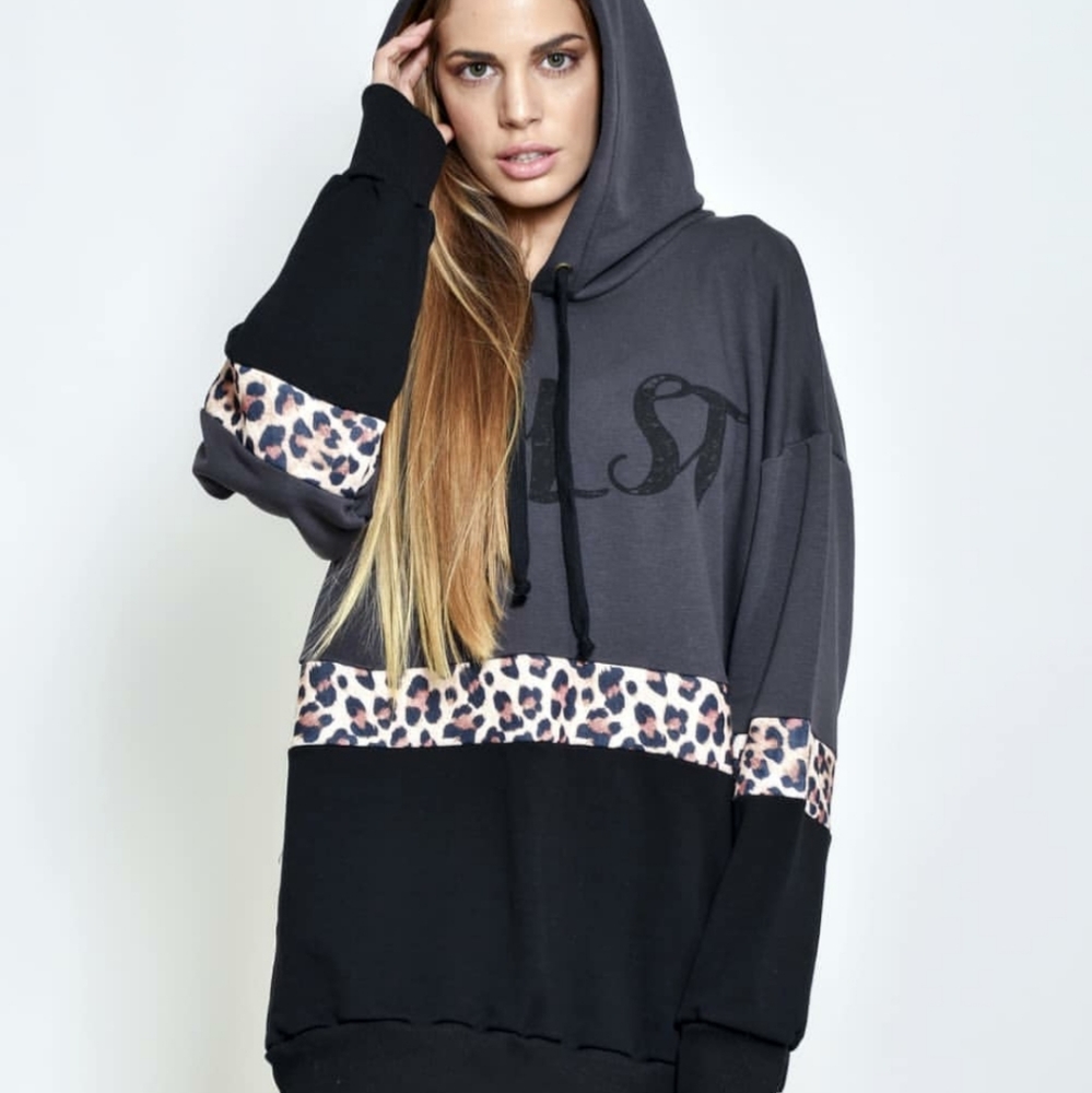 Hoodie with animal print details